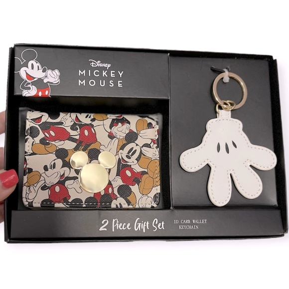 DISNEY Mickey Mouse ID Wallet & Key Chain Gift Set NWT - Picture 2 of 7